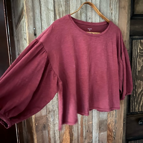 Blouson-Sleeve Cropped Boxy Tee, Sz Small - Picture 3 of 6